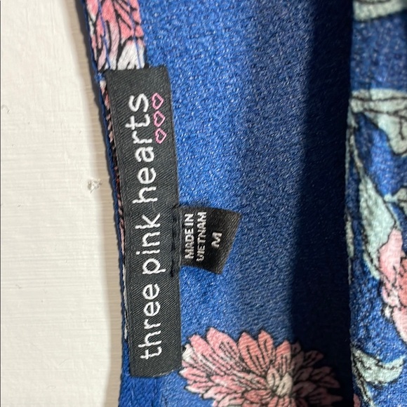 Three Hearts Blue and White Floral Romper with Wrap Design - Picture 2 of 7